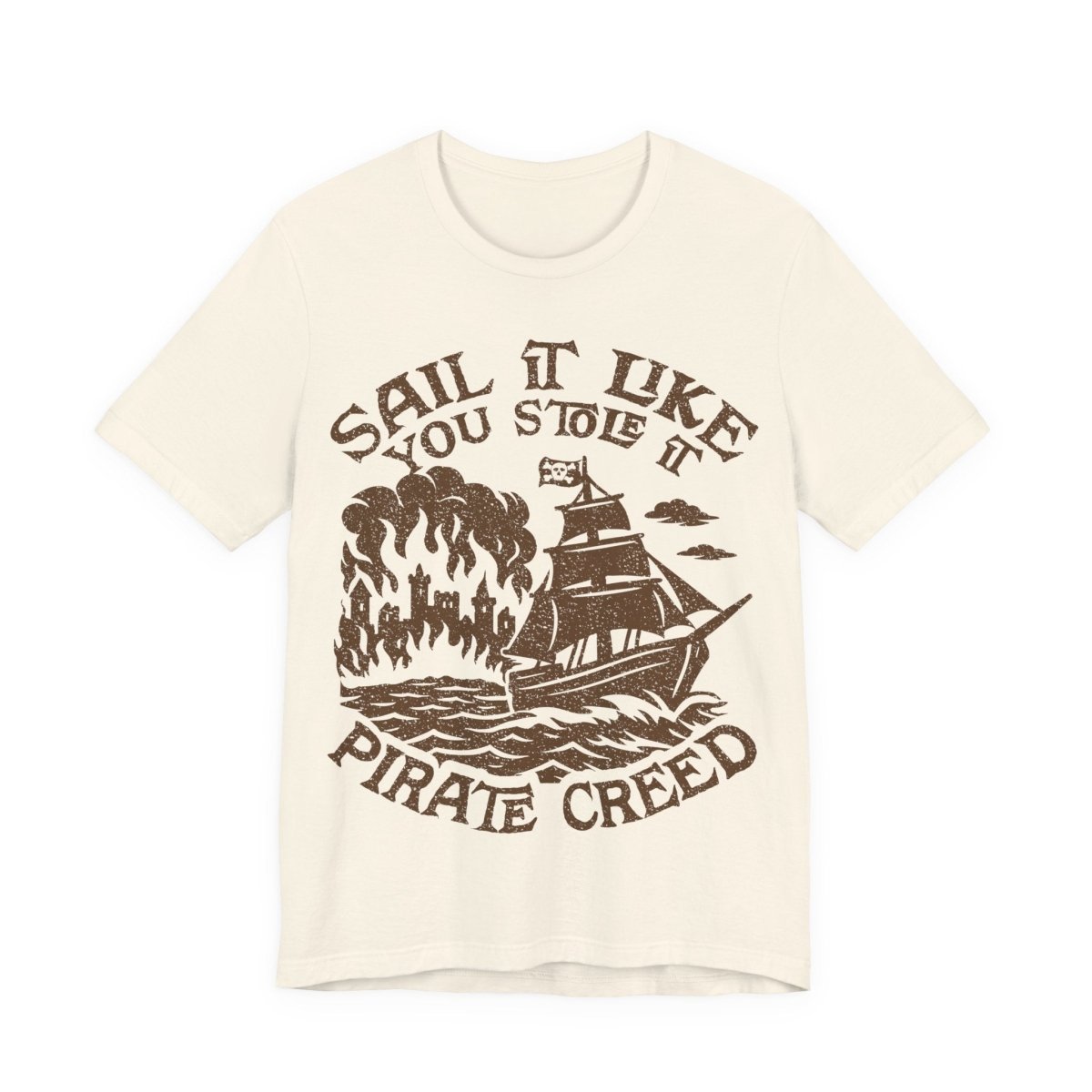 Pirate Action Motto Premium T-Shirt, Sail Ready Cannons, Vintage Style Graphic Tee