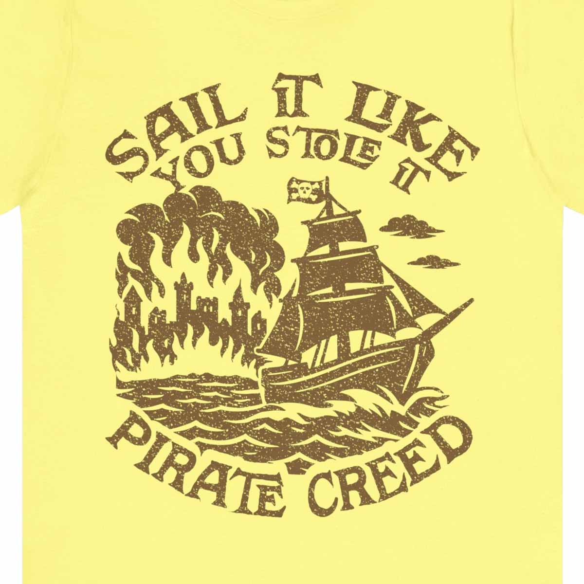 Pirate Action Motto Premium T-Shirt, Sail Ready Cannons, Vintage Style Graphic Tee
