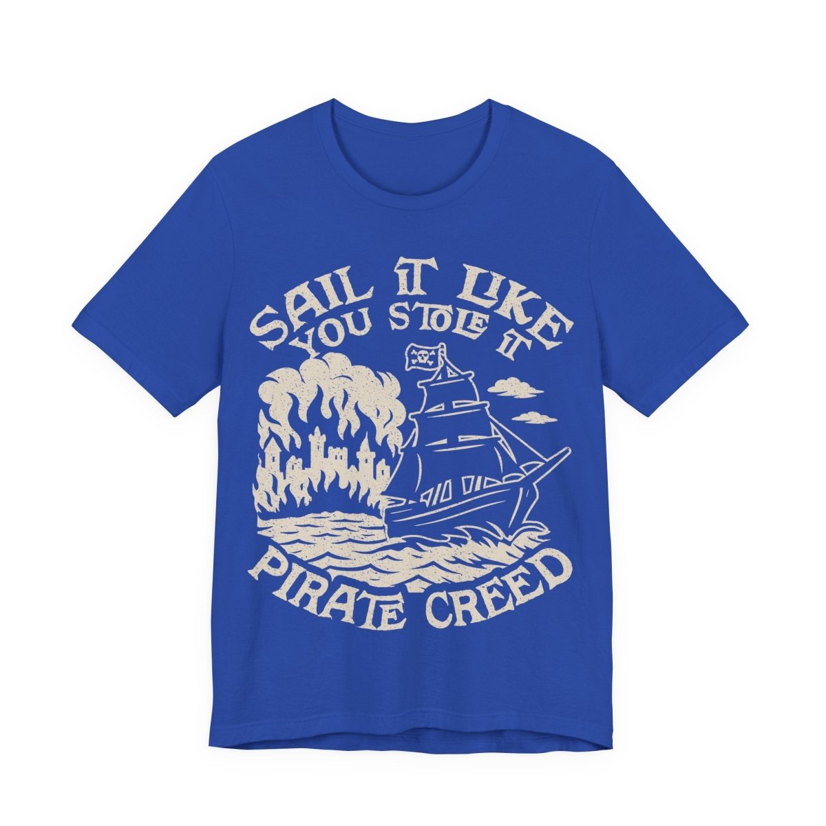 Pirate Action Motto Premium T-Shirt, Sail Ready Cannons, Vintage Style Graphic Tee