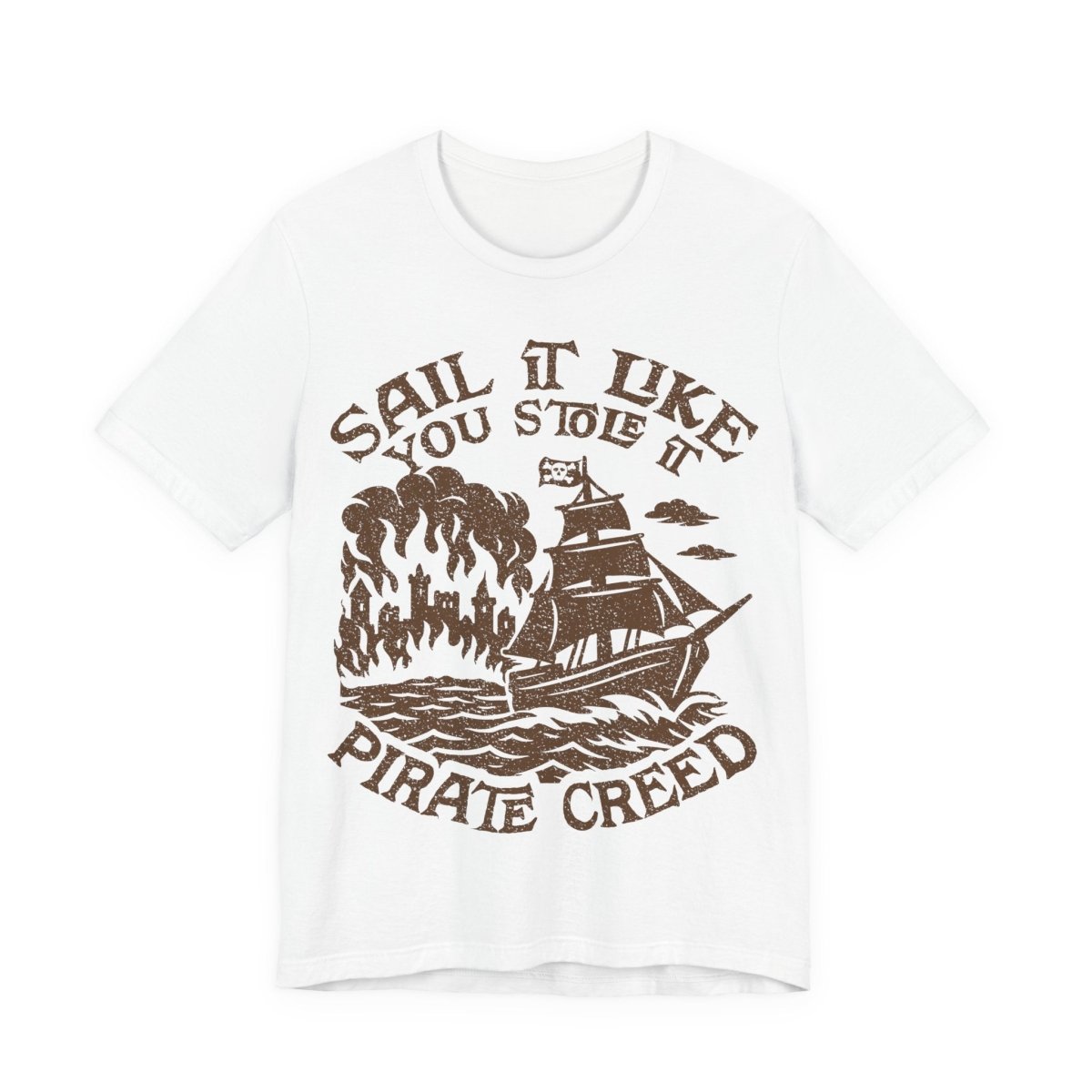 Pirate Action Motto Premium T-Shirt, Sail Ready Cannons, Vintage Style Graphic Tee