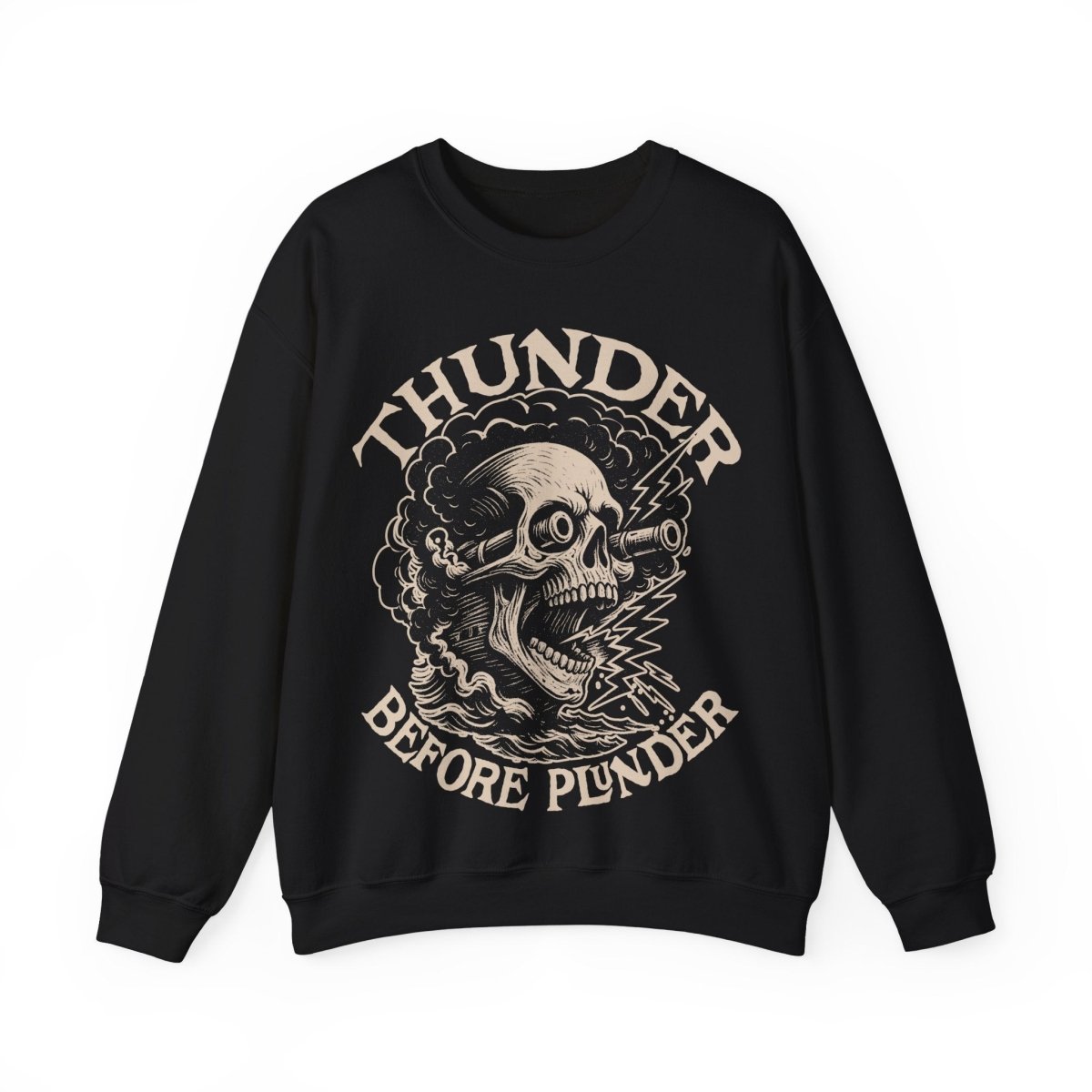 Pirate Action Motto Thunder Before Plunder Fleece Sweatshirt