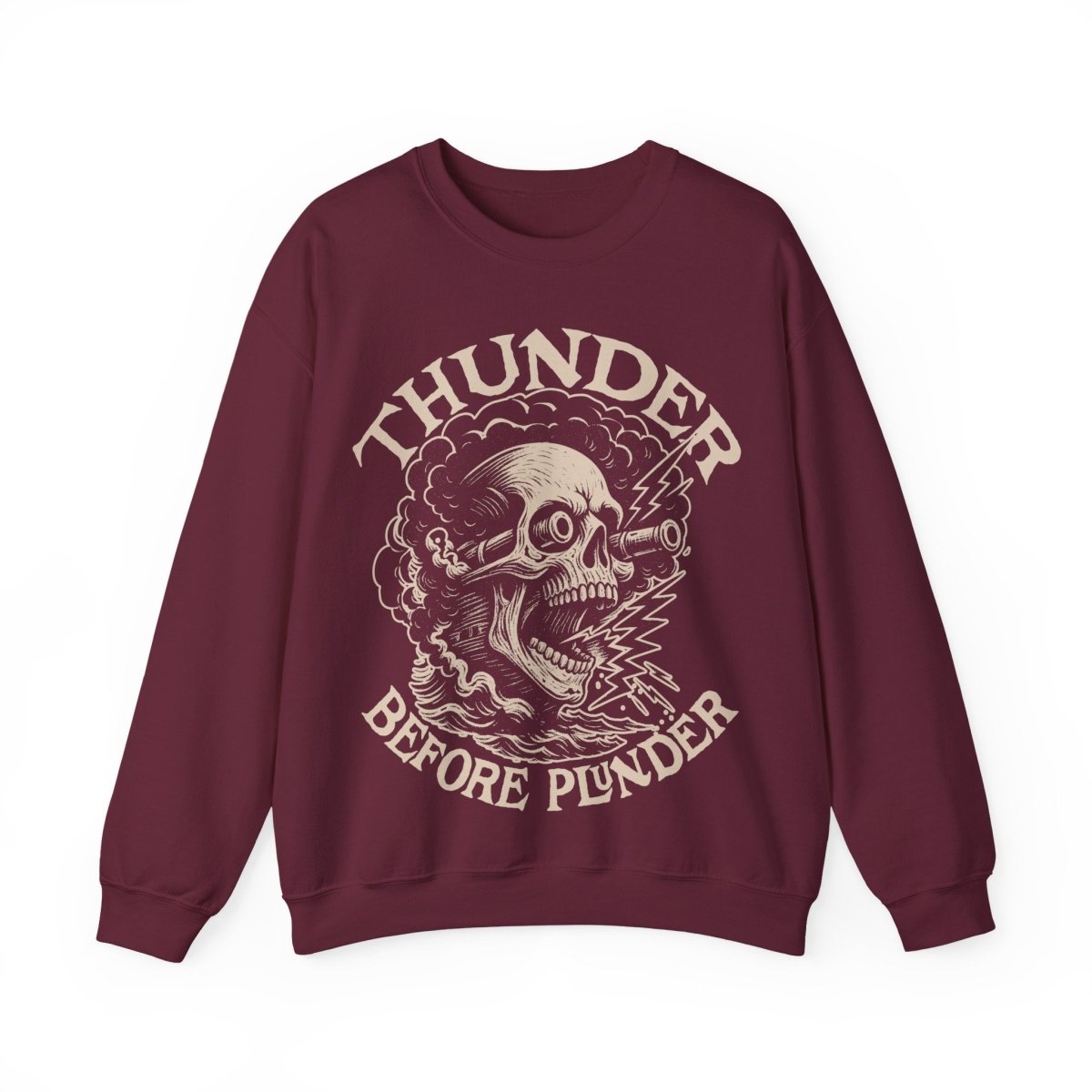 Pirate Action Motto Thunder Before Plunder Fleece Sweatshirt