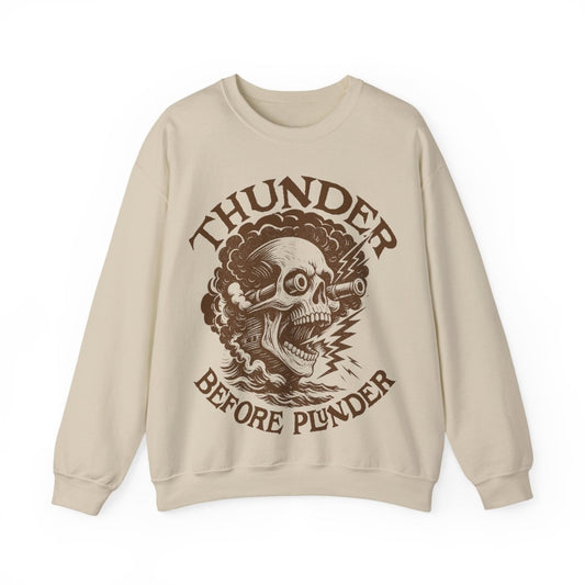 Pirate Action Motto Thunder Before Plunder Fleece Sweatshirt