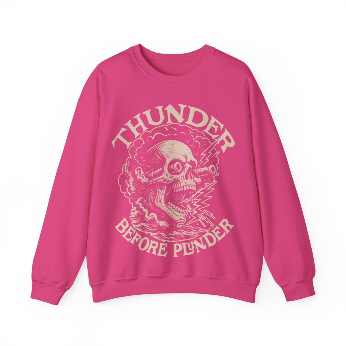 Pirate Action Motto Thunder Before Plunder Fleece Sweatshirt