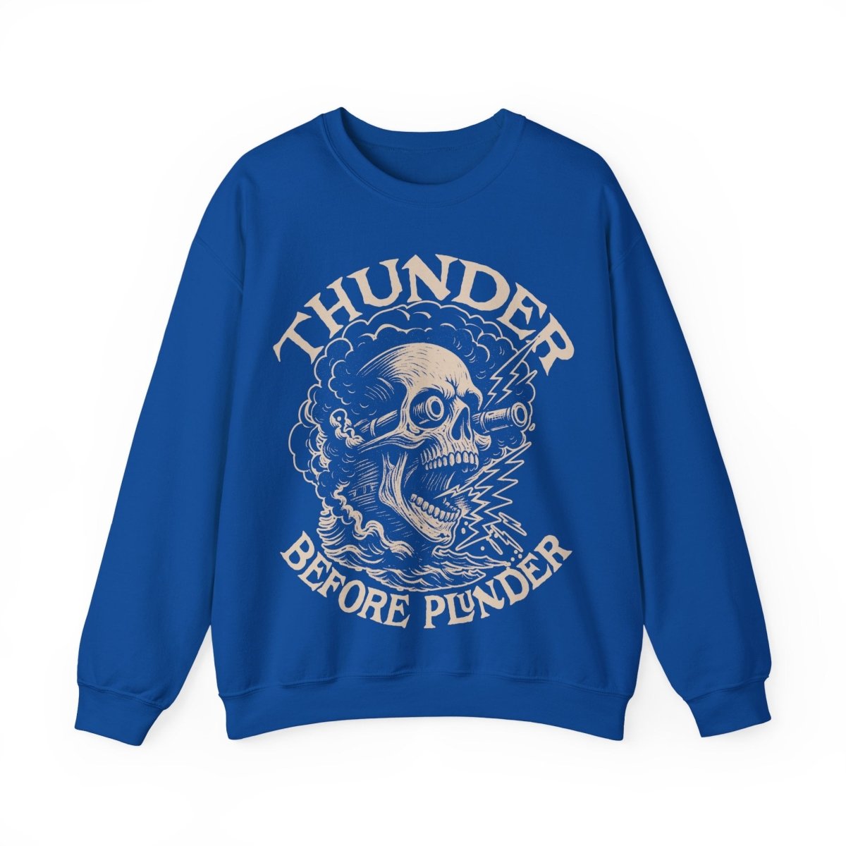 Pirate Action Motto Thunder Before Plunder Fleece Sweatshirt
