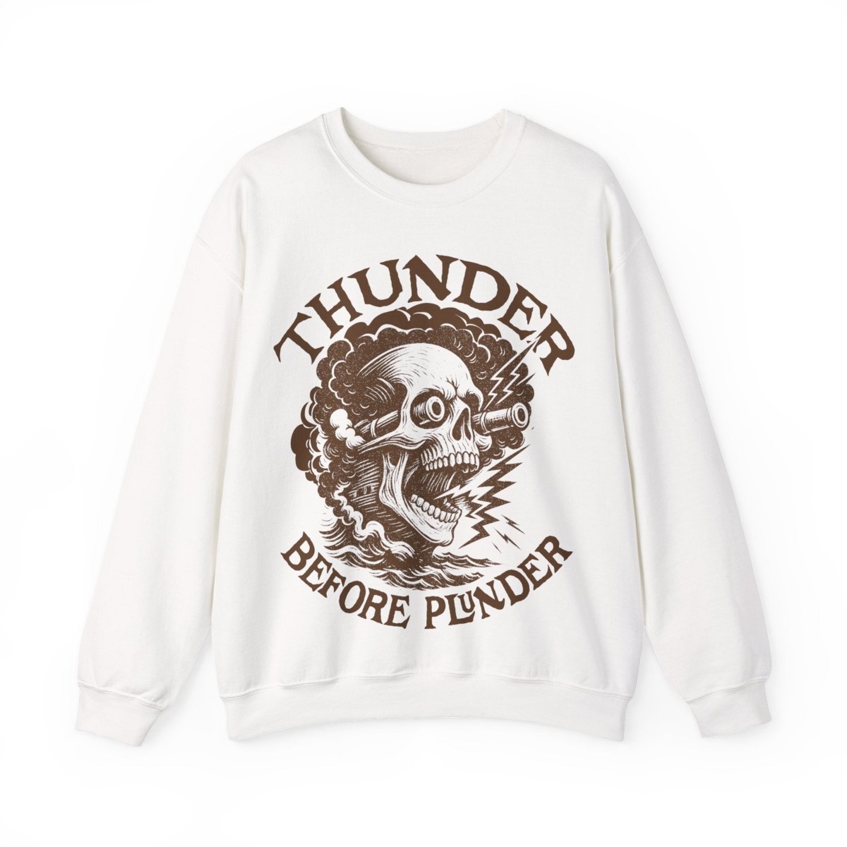 Pirate Action Motto Thunder Before Plunder Fleece Sweatshirt
