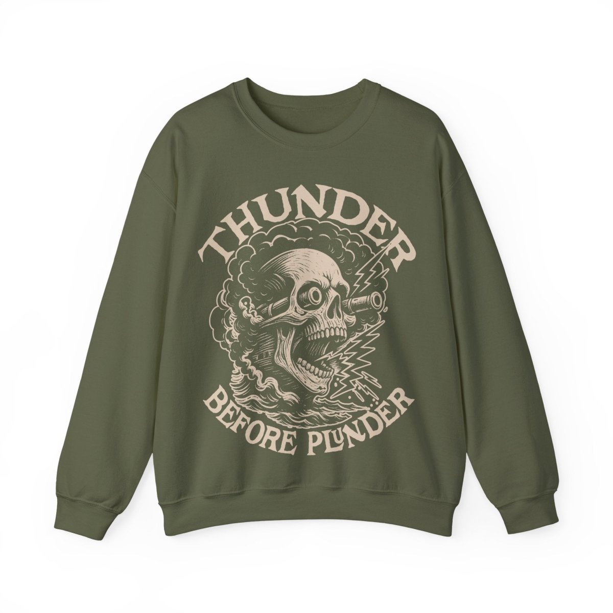 Pirate Action Motto Thunder Before Plunder Fleece Sweatshirt