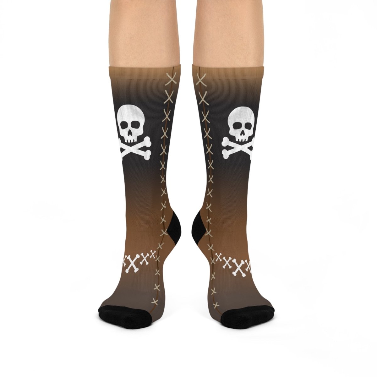 Pirate Stitch Cushioned Crew Socks, Leather Look, Intimidate Other Ships Into Submission