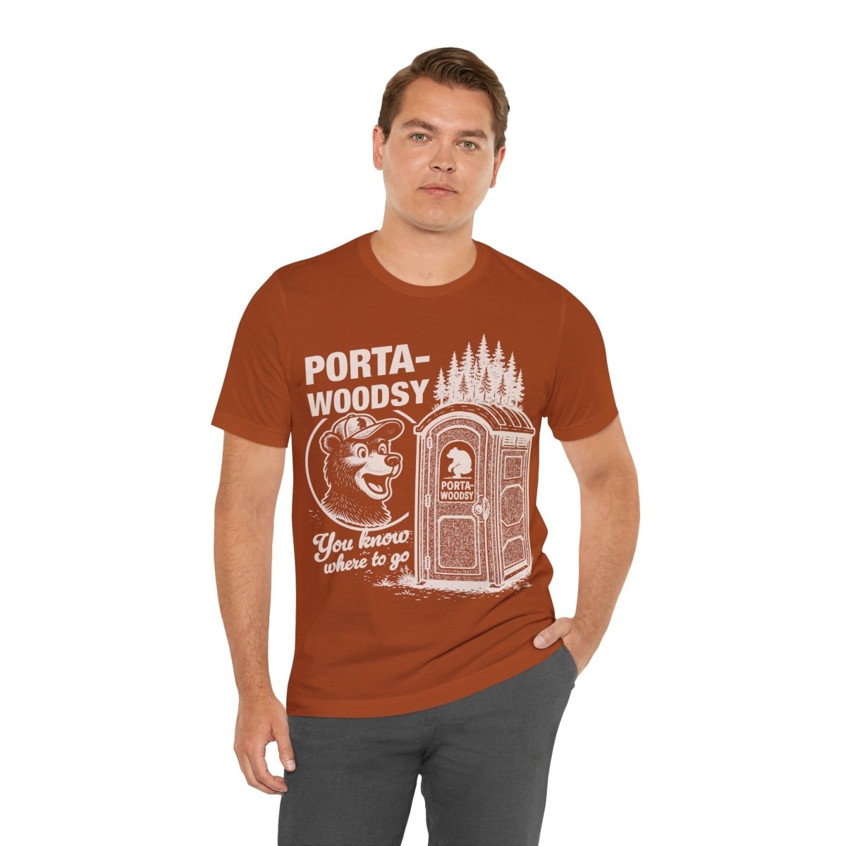 Porta - Woodsy Funny Bathroom Bear Joke T shirt Camper Humor Gift Sarcastic Novelty Hiker Gross Gag Toilet Fart Edgy Graphic Gross Potty Poop Woods Laugh