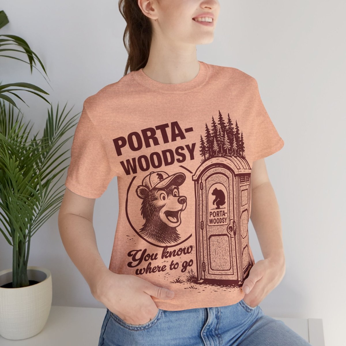 Porta - Woodsy Funny Bathroom Bear Joke T shirt Camper Humor Gift Sarcastic Novelty Hiker Gross Gag Toilet Fart Edgy Graphic Gross Potty Poop Woods Laugh