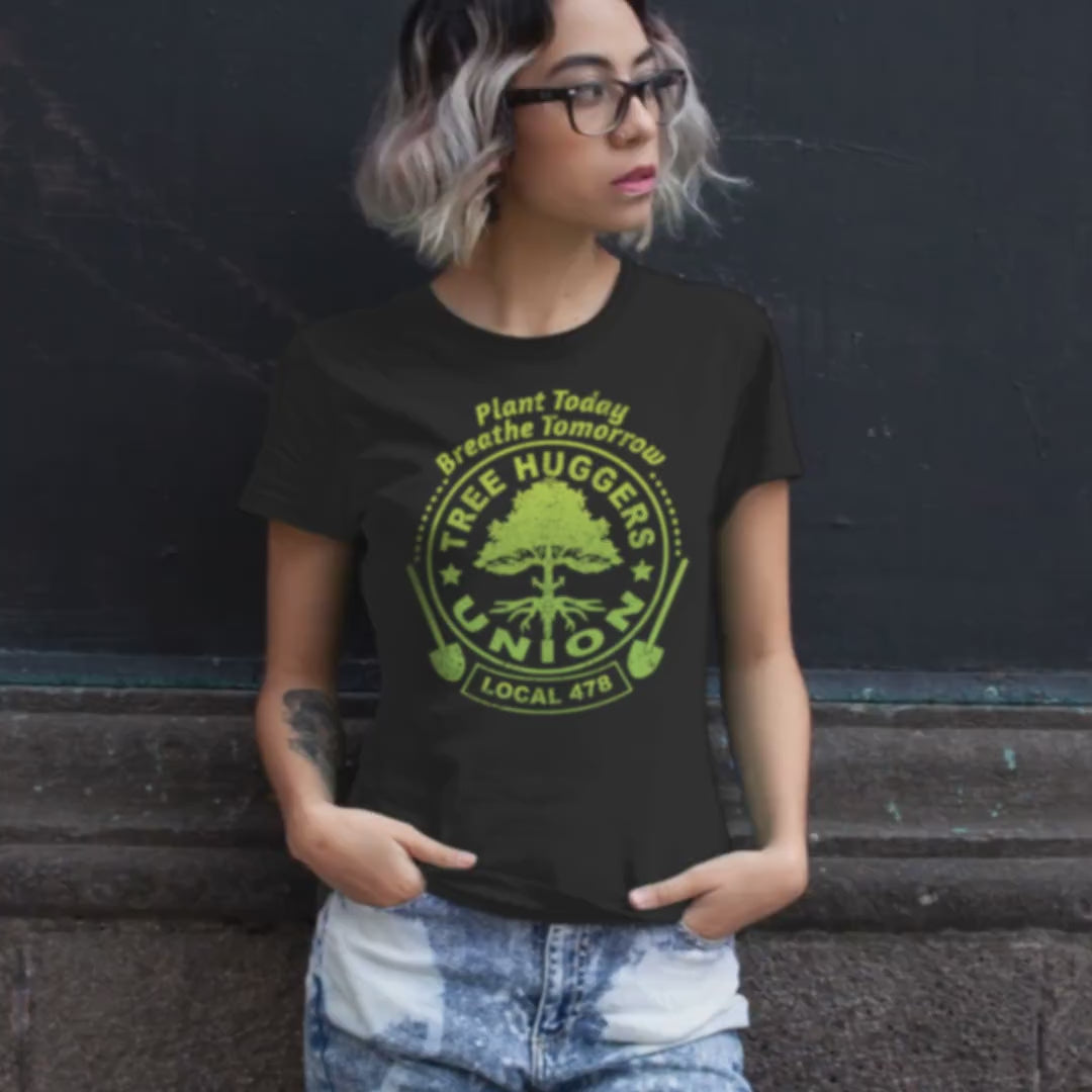tree huggers union local women's t-shirt video
