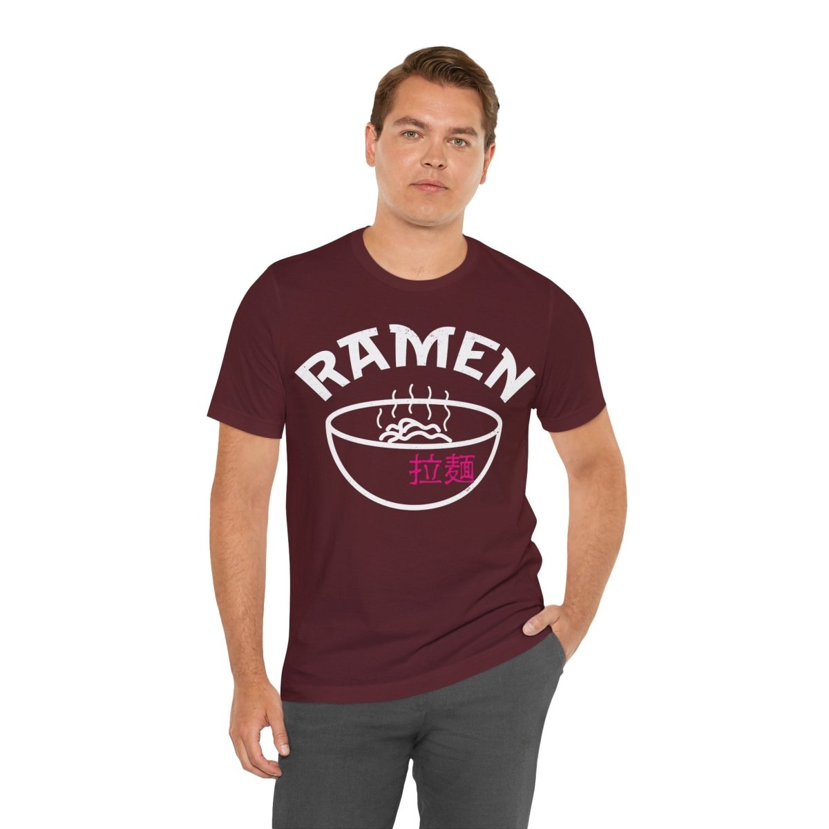 Ramen Premium T-Shirt, Steaming Noodles Bowl, Japanese Wood Block Print Style