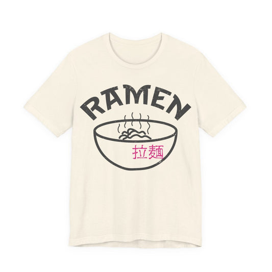 Ramen Premium T-Shirt, Steaming Noodles Bowl, Japanese Wood Block Print Style. The Foodies Union, favorite food.
