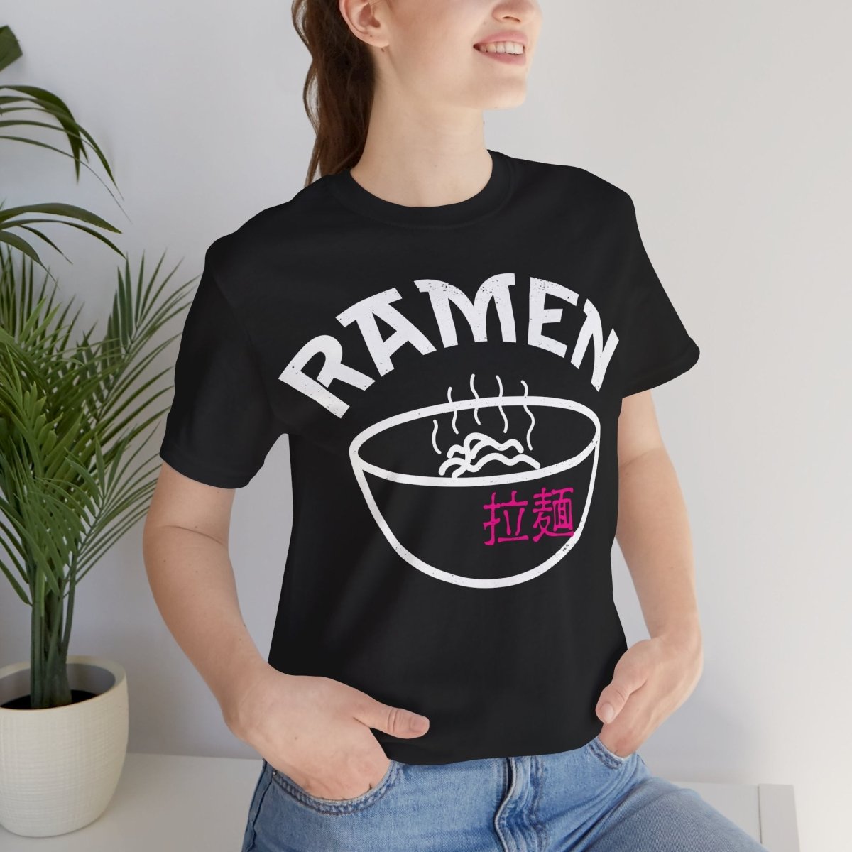 Ramen Premium T-Shirt, Steaming Noodles Bowl, Japanese Wood Block Print Style