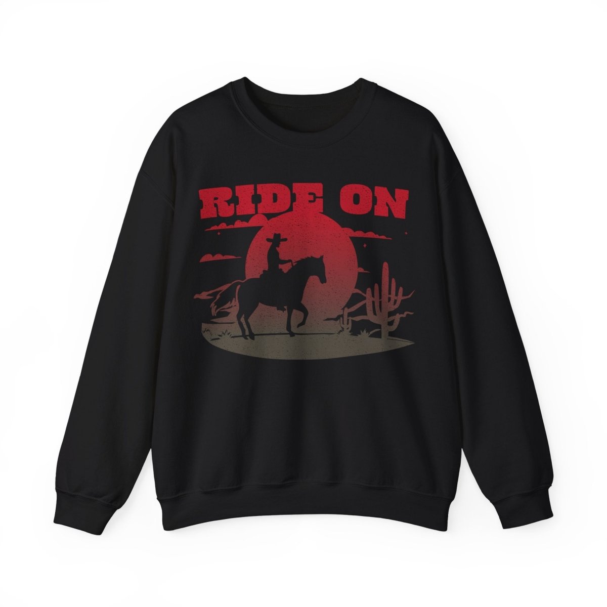 Ride On Desert Wanderer Keep Going Fleece Sweatshirt, Desert Horse Sunset