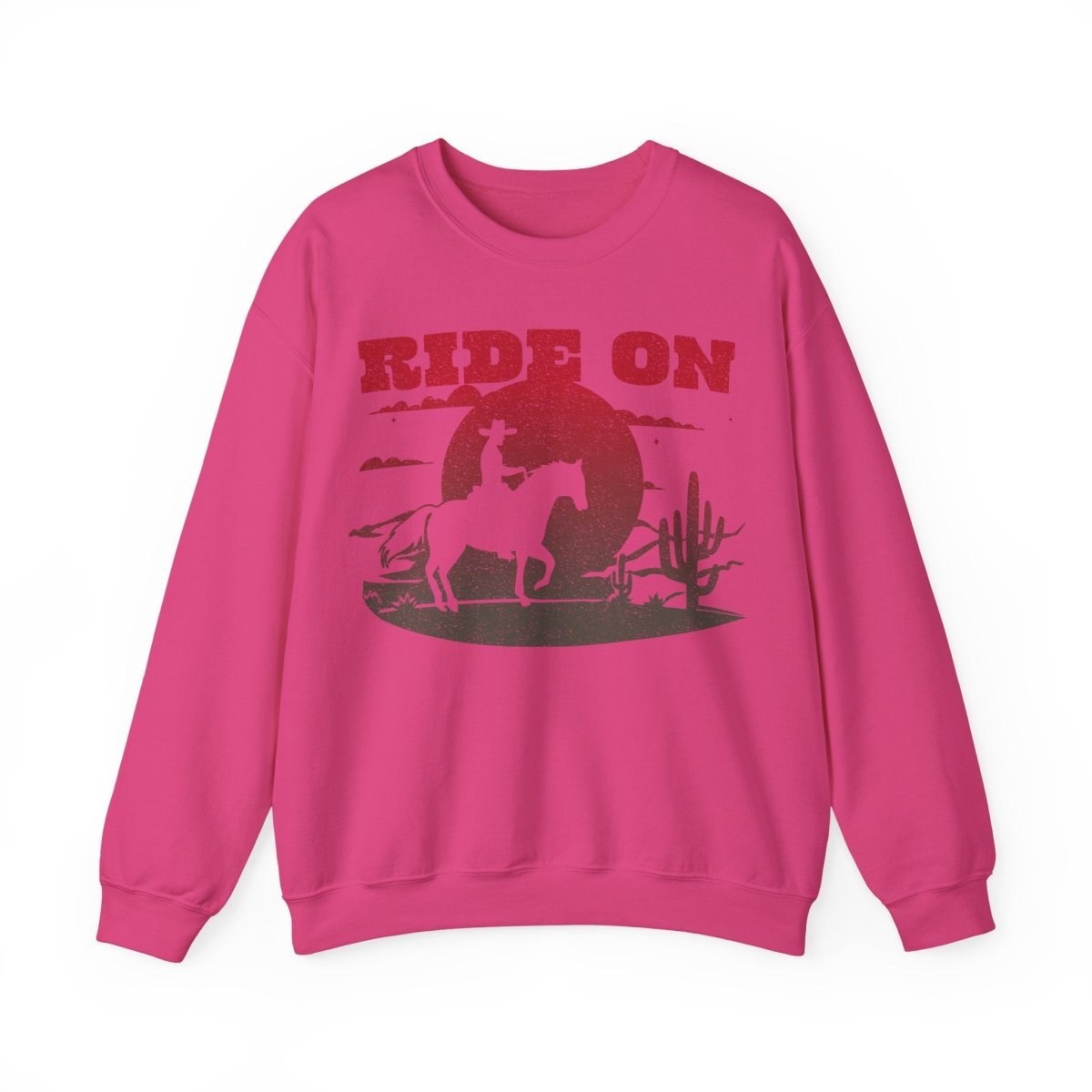 Ride On Desert Wanderer Keep Going Fleece Sweatshirt, Desert Horse Sunset