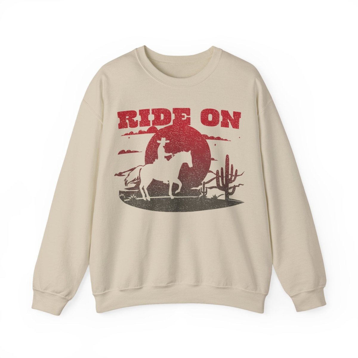 Ride On Desert Wanderer Keep Going Fleece Sweatshirt, Desert Horse Sunset