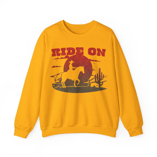 Ride On Desert Wanderer Keep Going Fleece Sweatshirt, Desert Horse Sunset