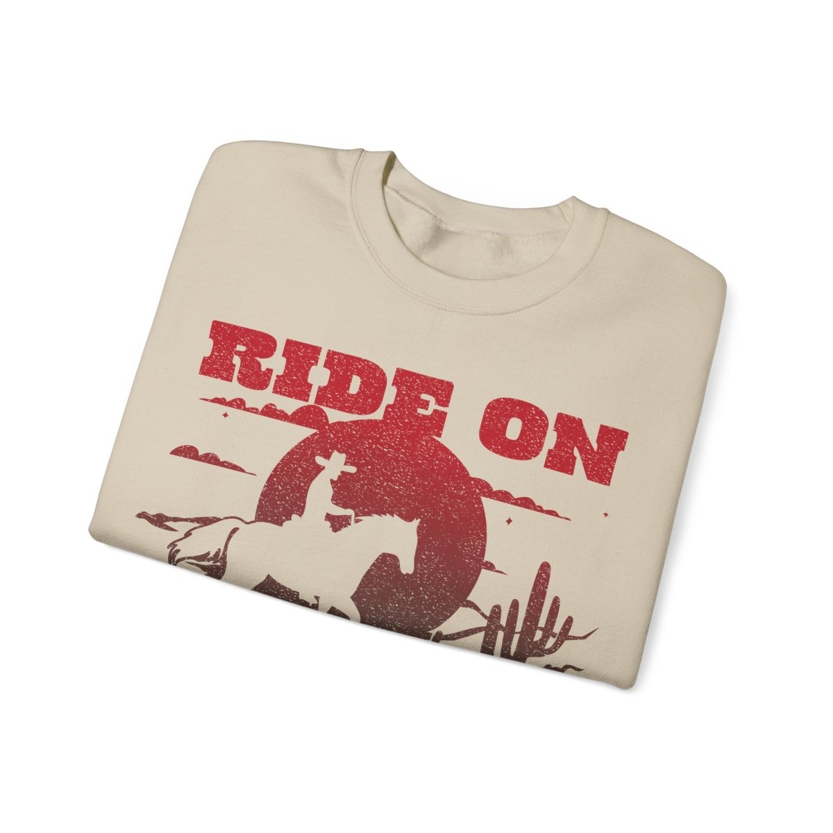 Ride On Desert Wanderer Keep Going Fleece Sweatshirt, Desert Horse Sunset