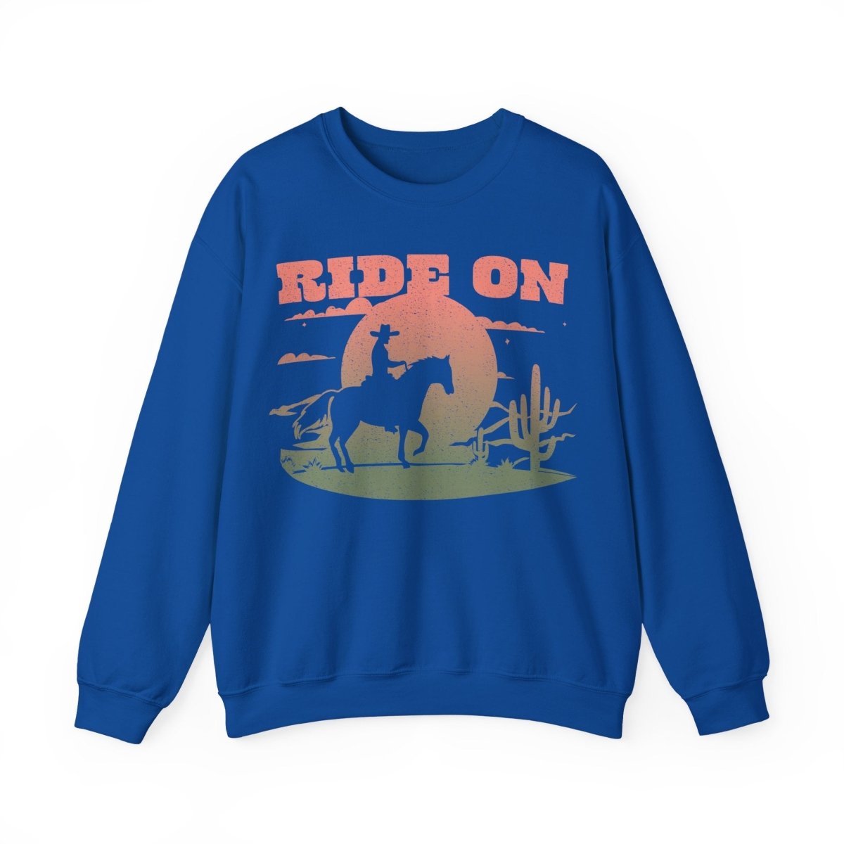 Ride On Desert Wanderer Keep Going Fleece Sweatshirt, Desert Horse Sunset
