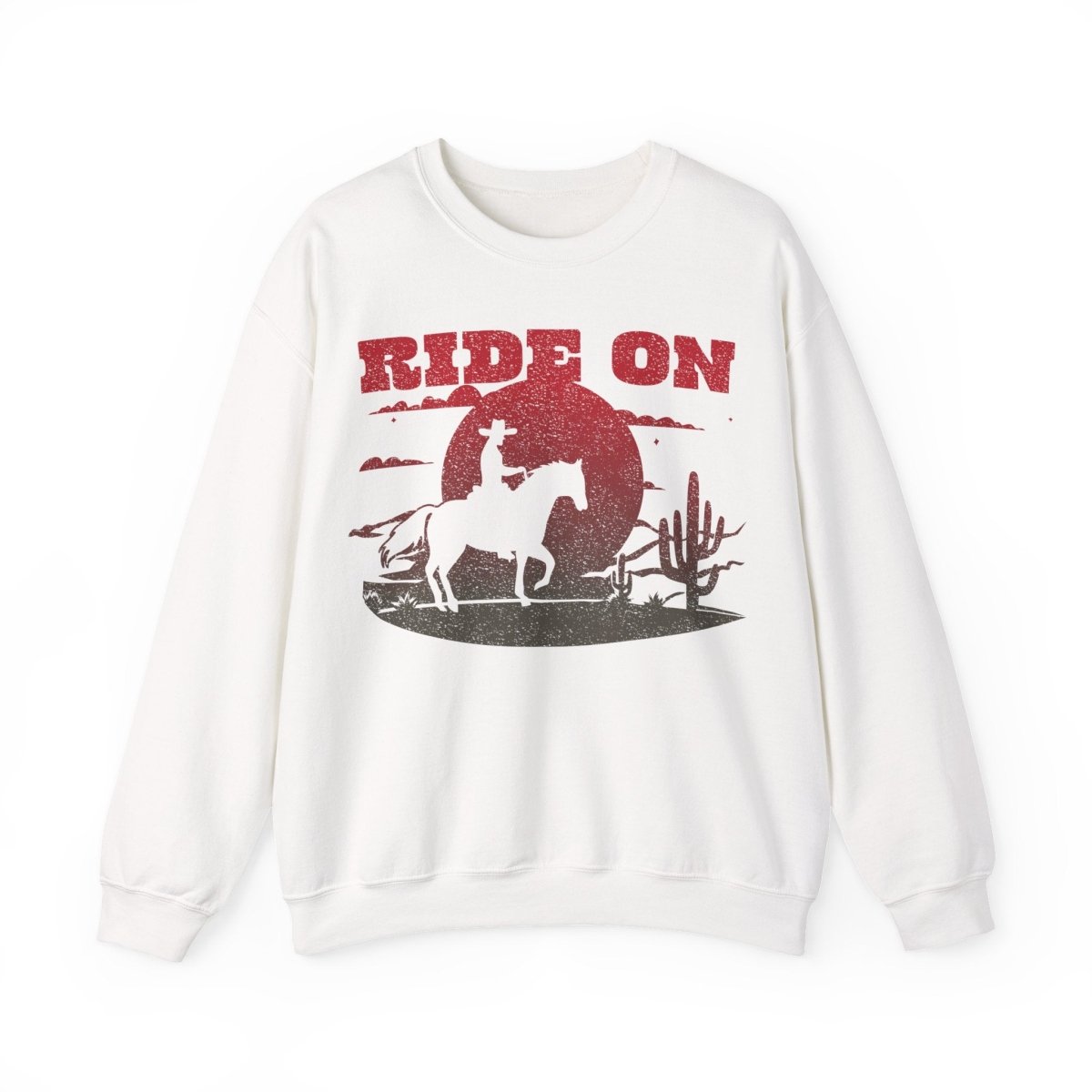 Ride On Desert Wanderer Keep Going Fleece Sweatshirt, Desert Horse Sunset
