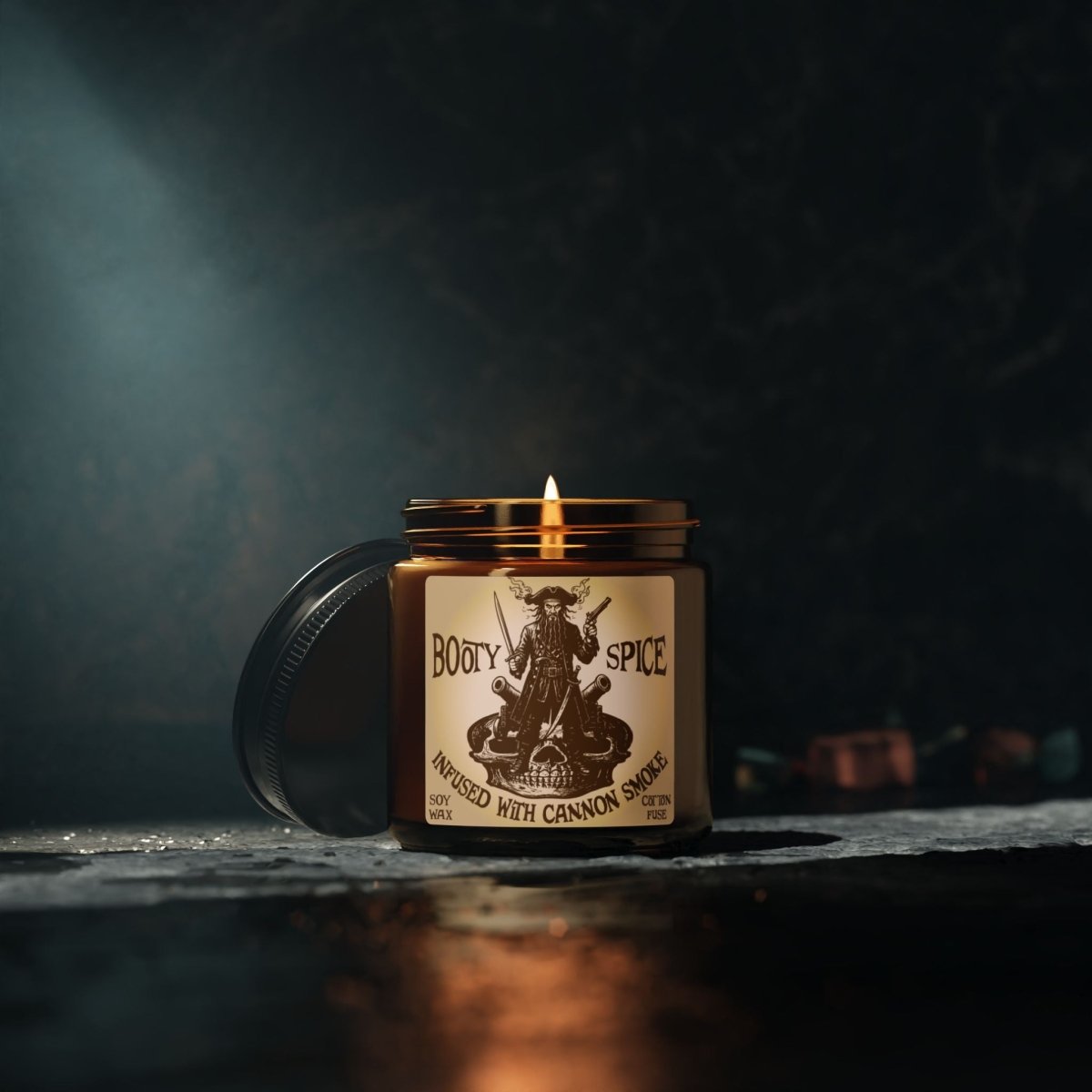 Risk Taker Gift Blackbeard Pirate Booty Spice Cannon Smoke Soy Candle, 6 Scents or Unscented, Startup Action Motto, Graduate