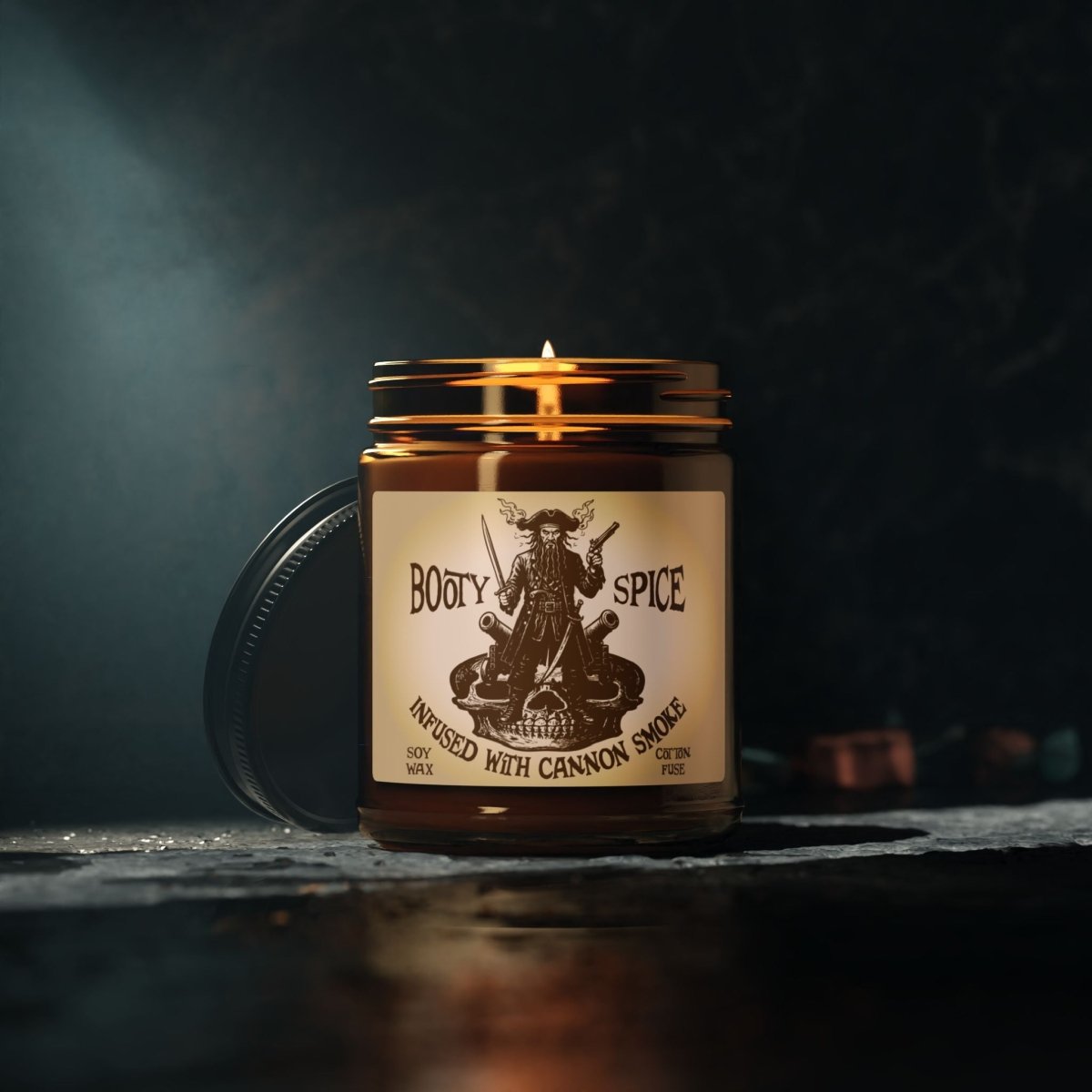 Risk Taker Gift Blackbeard Pirate Booty Spice Cannon Smoke Soy Candle, 6 Scents or Unscented, Startup Action Motto, Graduate