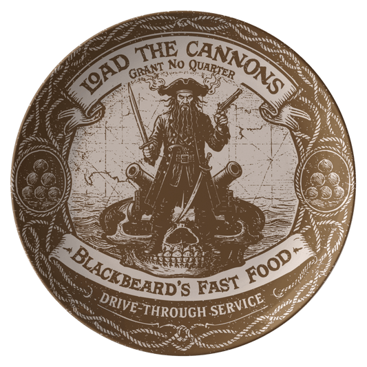 Risk Taker Gift Blackbeard Pirate Plate Fast Food Sailor Story, 1 or Sets of 2, 4, Meal and Display