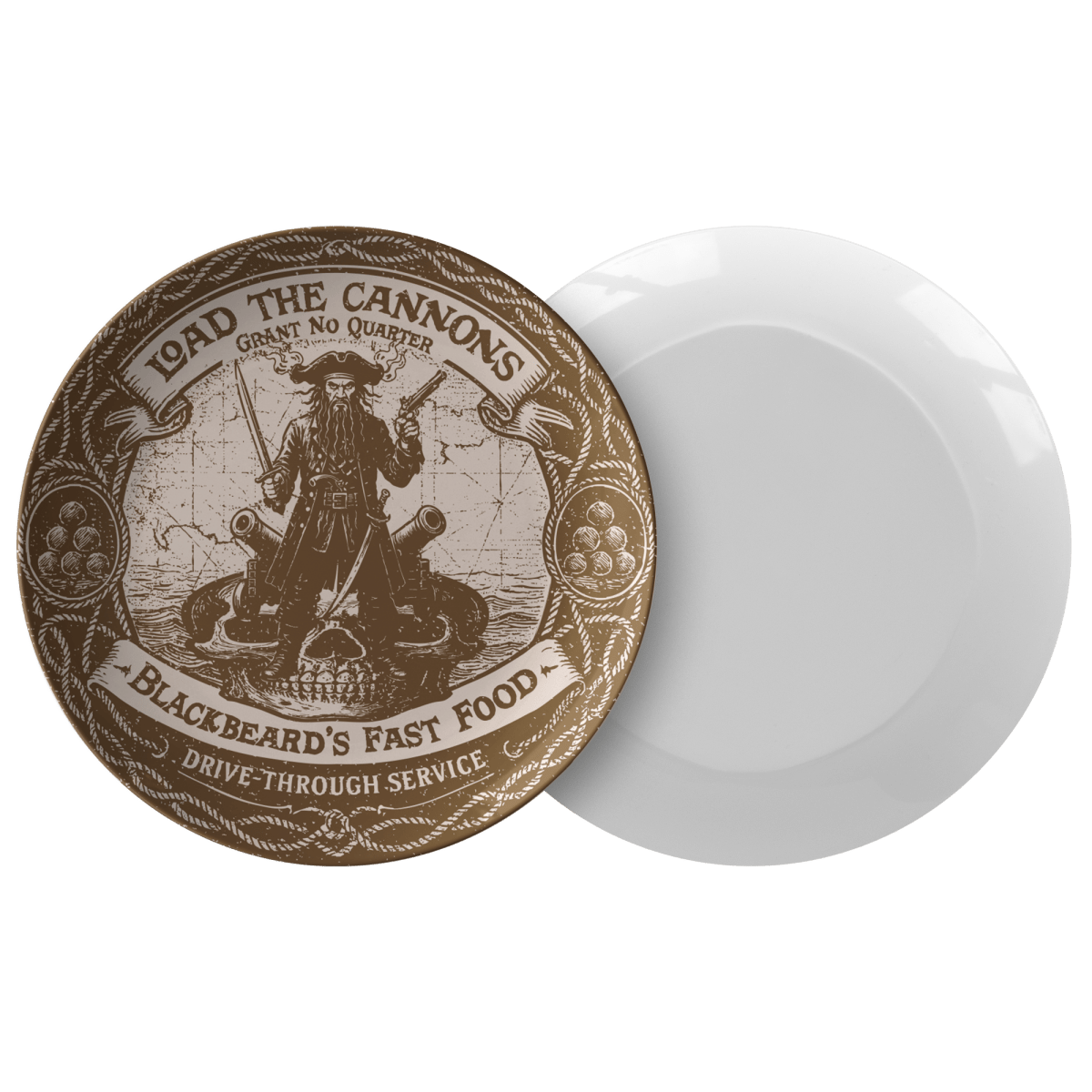 Risk Taker Gift Blackbeard Pirate Plate Fast Food Sailor Story, 1 or Sets of 2, 4, Meal and Display