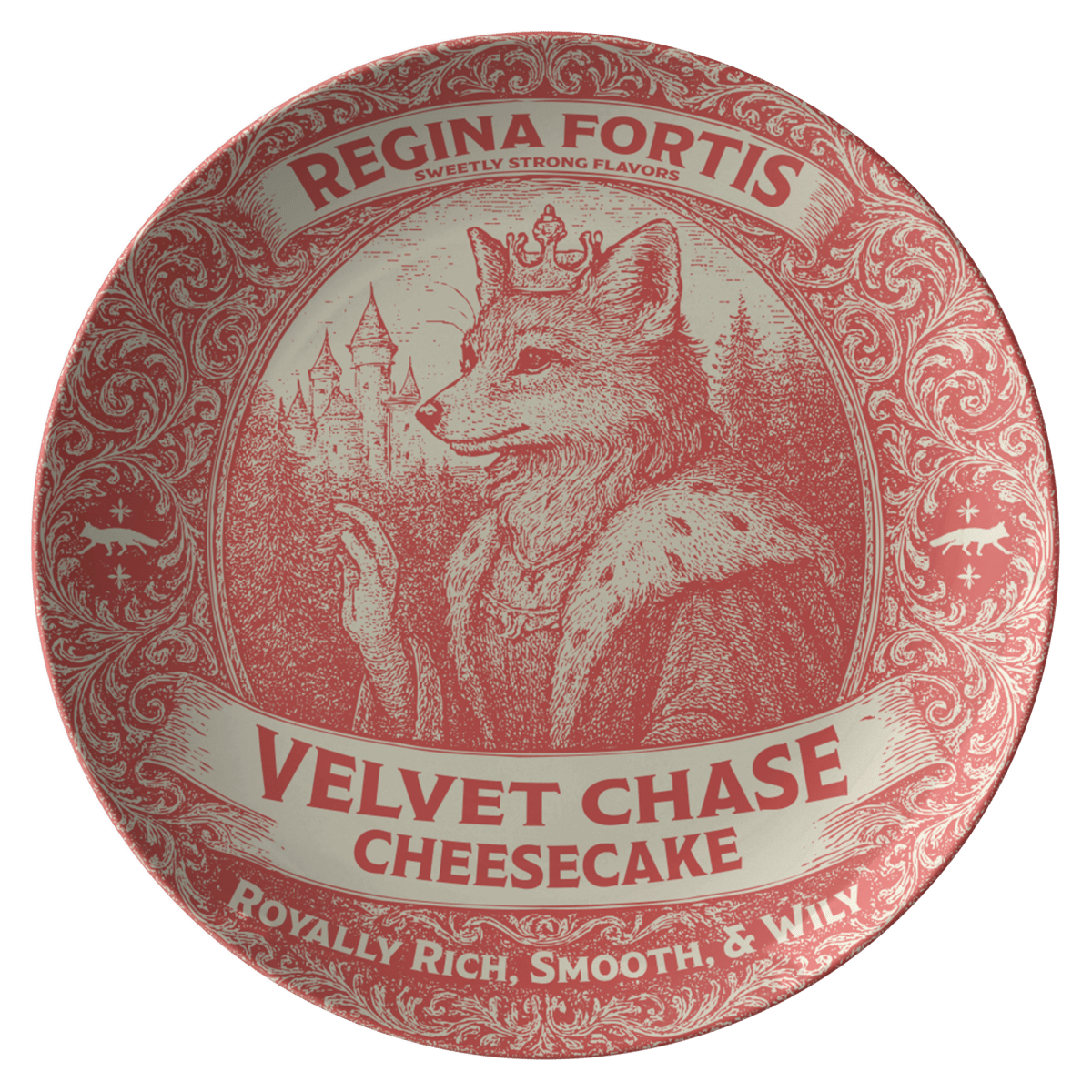 Royal Foxy Gift For Her Plate from Regina Fortis Sweet Strong Flavors Fox, 1 or Sets of 2, 4, Funny Partner Play Dining and Display