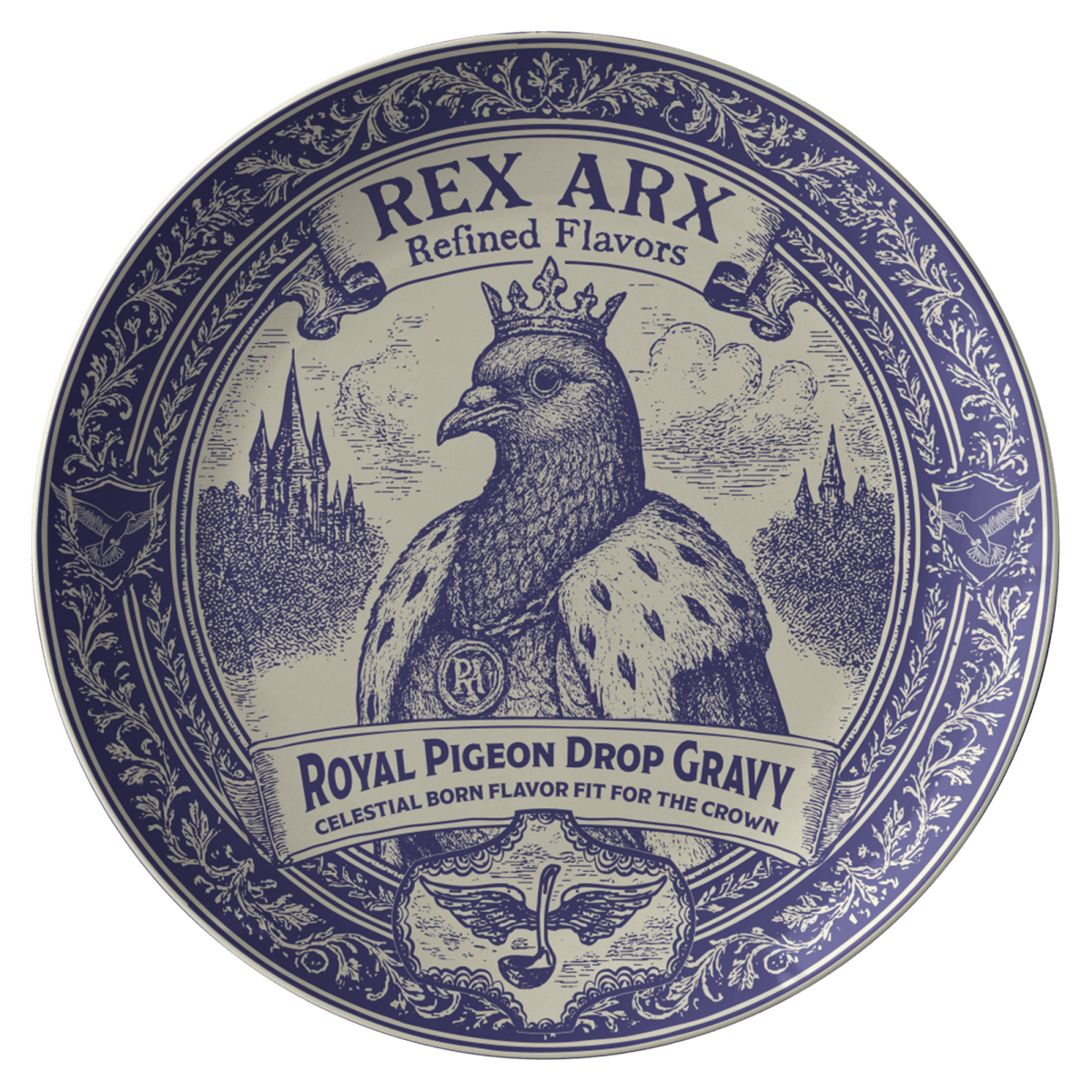 Royal Treat Gift Plate Pigeon Gravy from Rex Arx, 1 or Sets of 2, 4, Funny Dining and Display