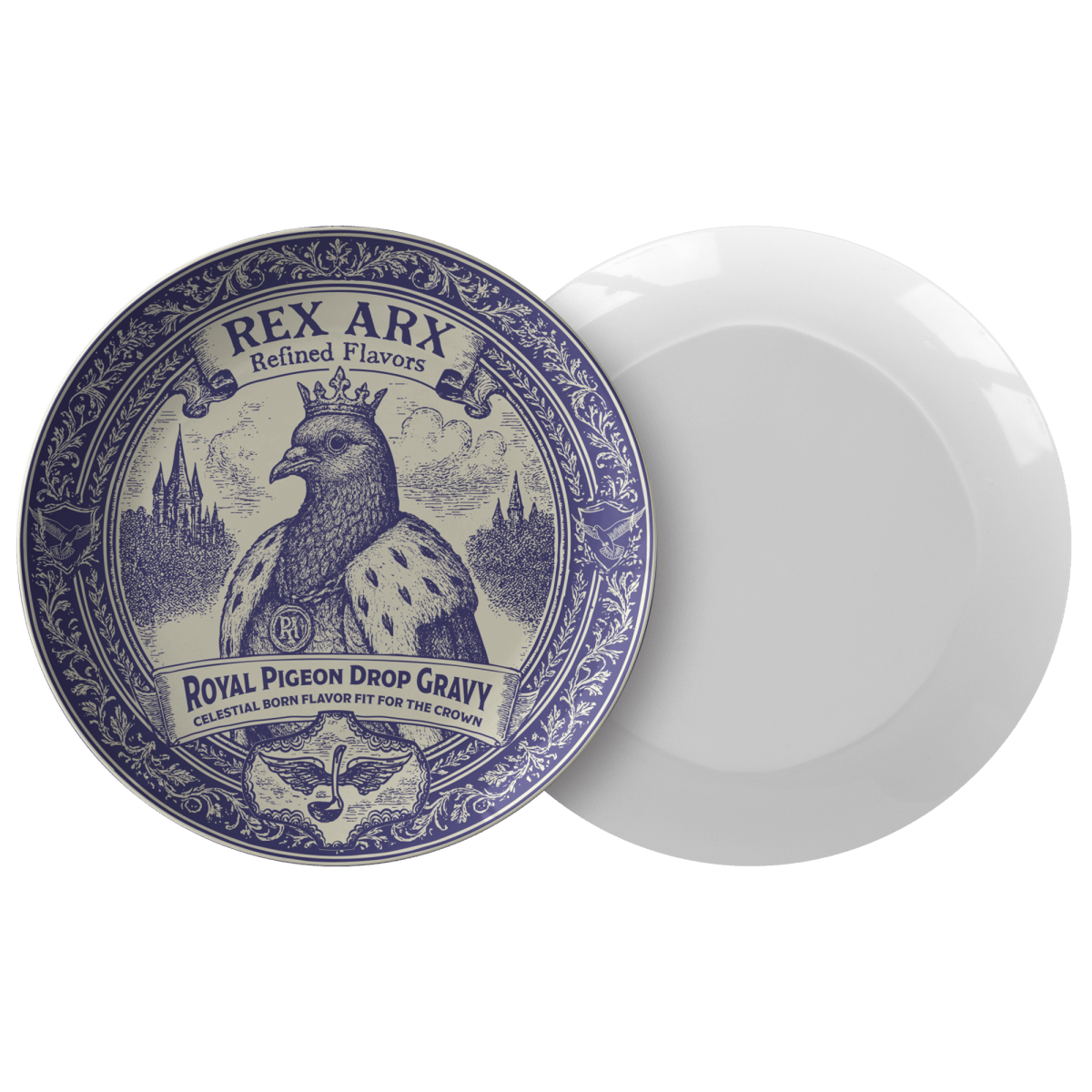 Royal Treat Gift Plate Pigeon Gravy from Rex Arx, 1 or Sets of 2, 4, Funny Dining and Display