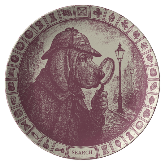 Searcher Dog Gift Exploring Investigator Inspiration Delicacy Detective Plate for Fun Meals or Decor
