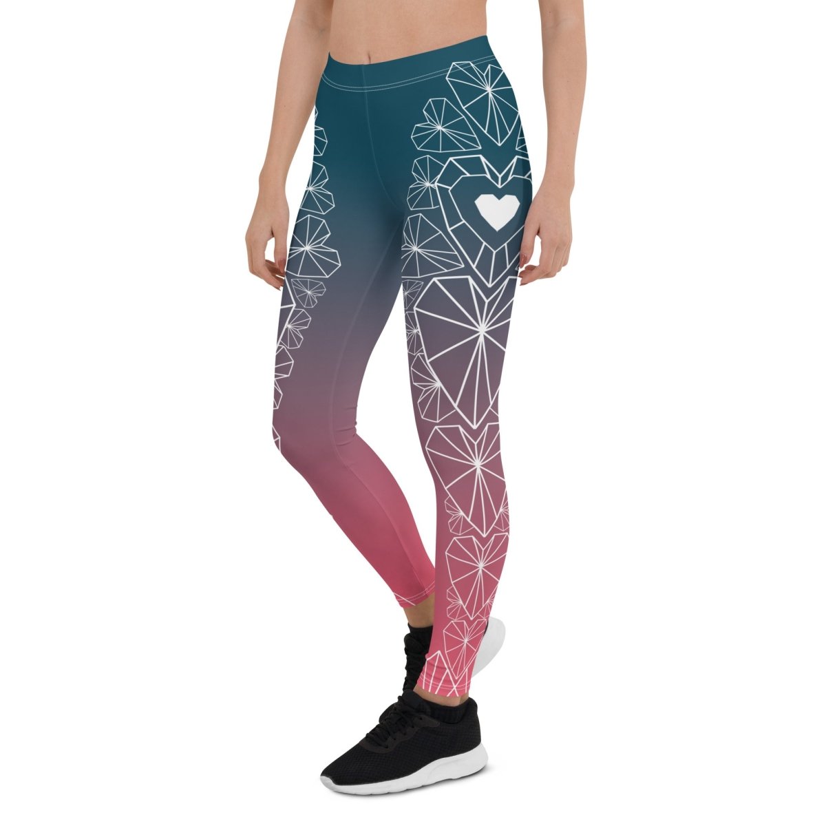 She's All Heart Premium Leggings, Modern Geometric Heart pattern design