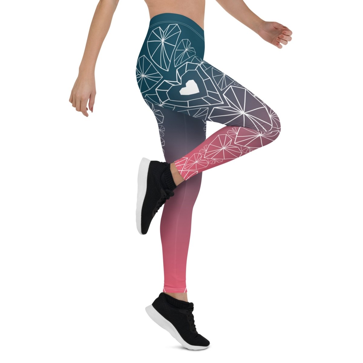 She's All Heart Premium Leggings, Modern Geometric Heart