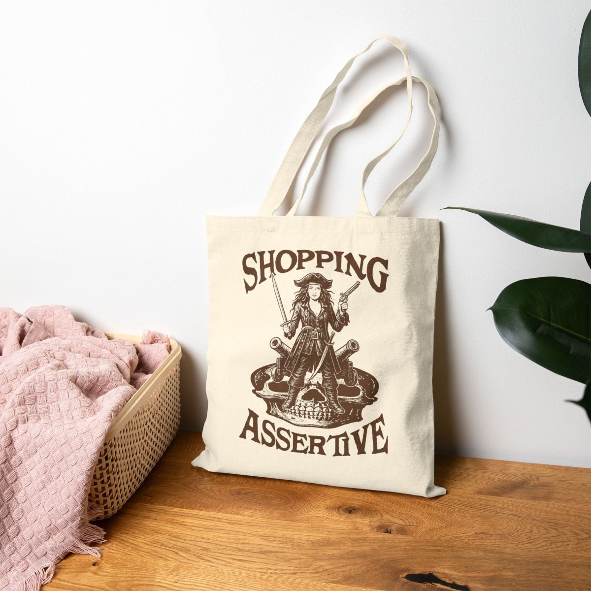 Shopping Addict Gift Assertive Collector Cotton Canvas Pirate Booty Stash Funny Tote Bag