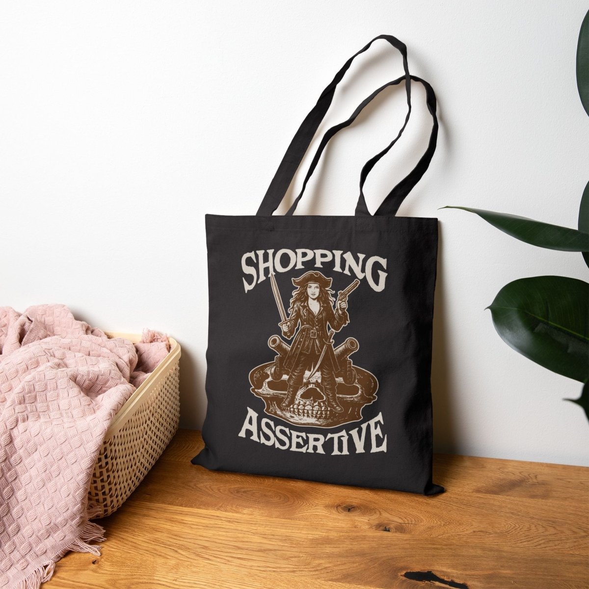 Shopping Addict Gift Assertive Collector Cotton Canvas Pirate Booty Stash Funny Tote Bag