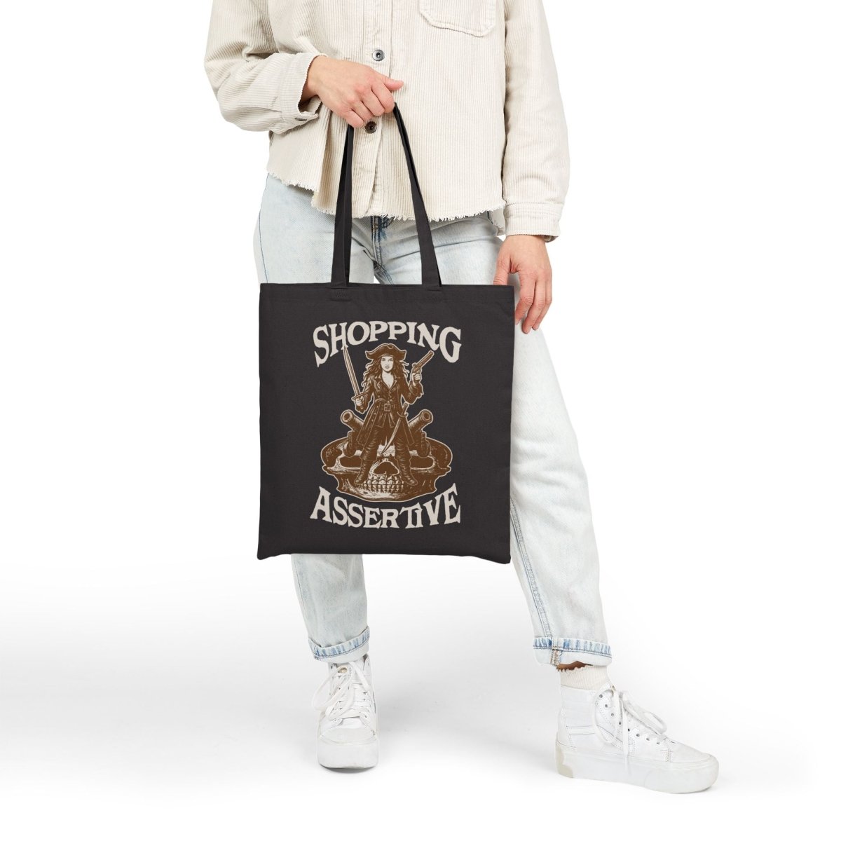 Shopping Addict Gift Assertive Collector Cotton Canvas Pirate Booty Stash Funny Tote Bag