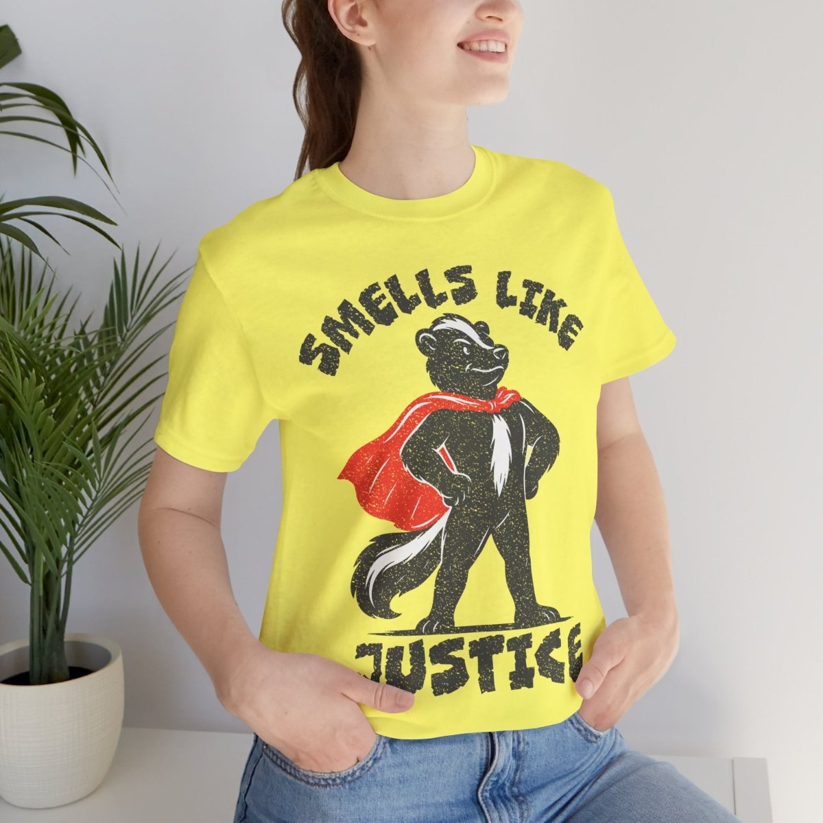 Smells Like Justice Super Skunk Tee, Funny Antihero Parody Shirt for Sarcastic Gifting & Comic Fans