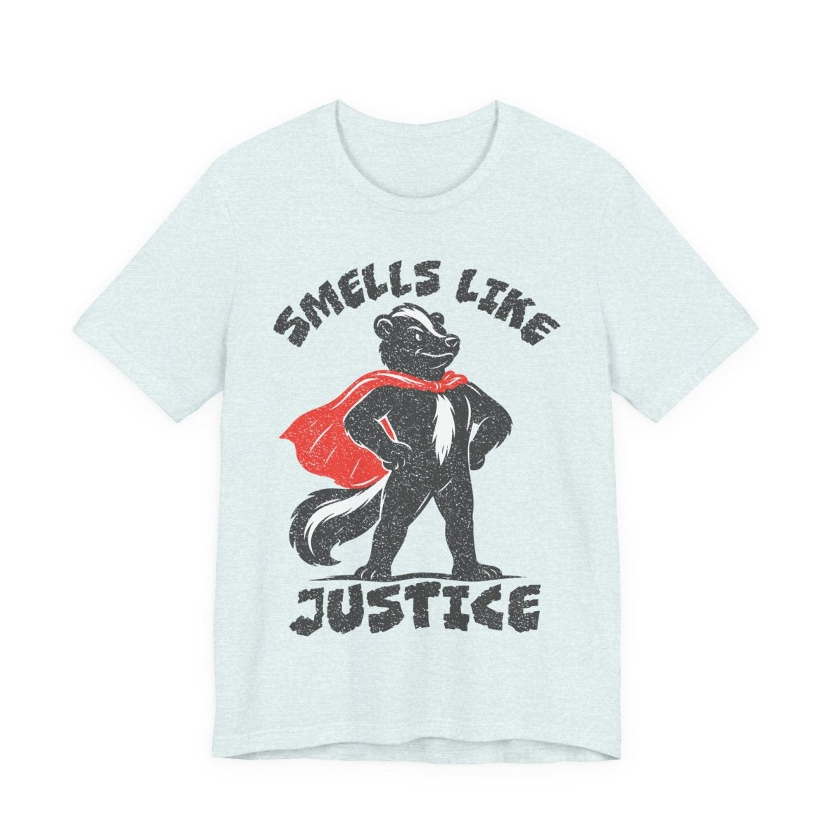 Smells Like Justice Super Skunk Tee, Funny Antihero Parody Shirt for Sarcastic Gifting & Comic Fans