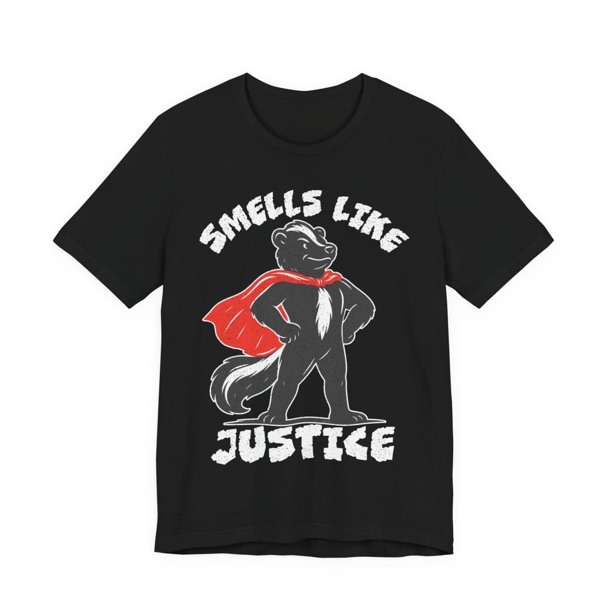 Smells Like Justice Super Skunk Tee, Funny Antihero Parody Shirt for Sarcastic Gifting & Comic Fans