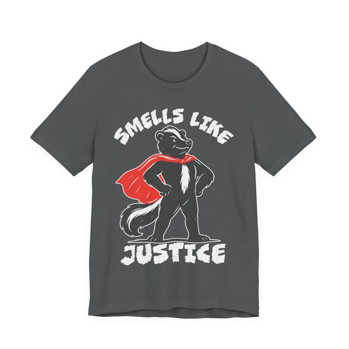 Smells Like Justice Super Skunk Tee, Funny Antihero Parody Shirt for Sarcastic Gifting & Comic Fans
