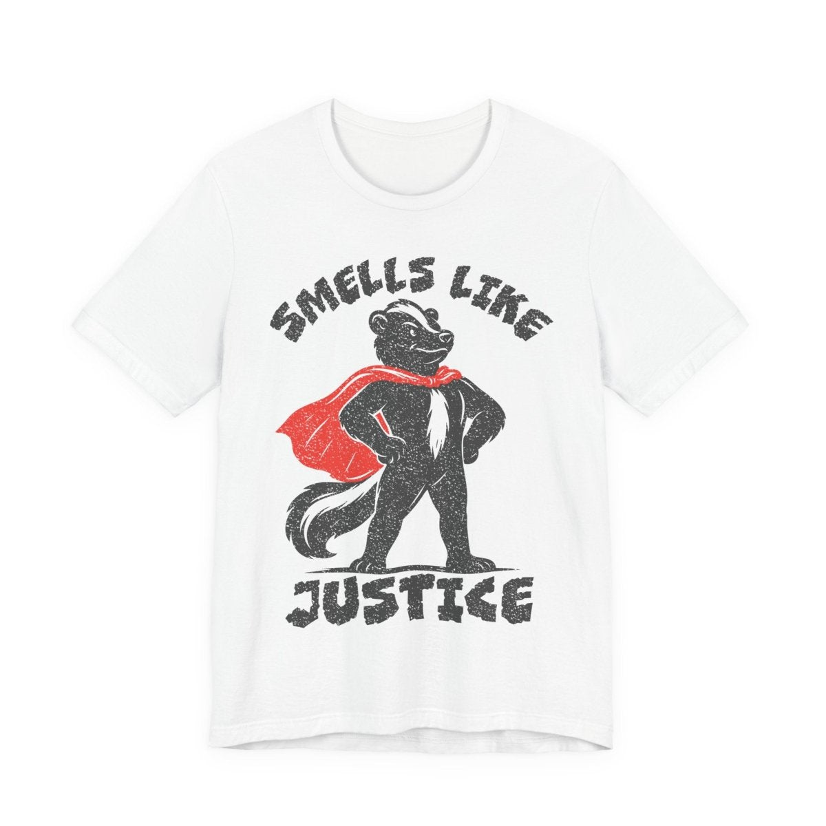 Smells Like Justice Super Skunk Tee, Funny Antihero Parody Shirt for Sarcastic Gifting & Comic Fans