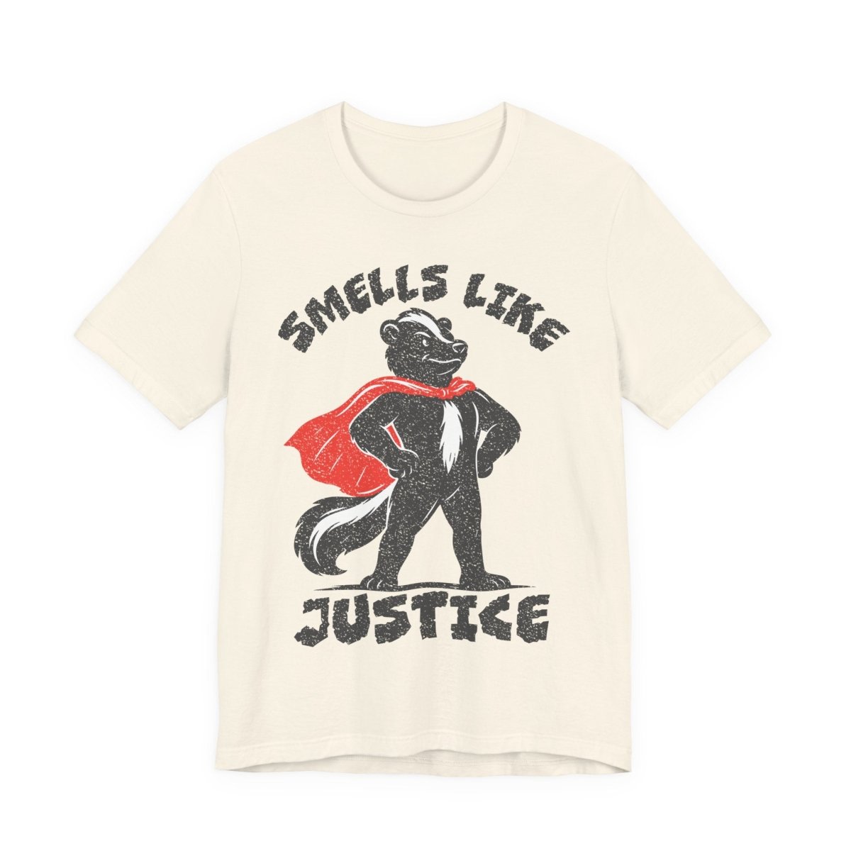 Smells Like Justice Super Skunk Tee, Funny Antihero Parody Shirt for Sarcastic Gifting & Comic Fans