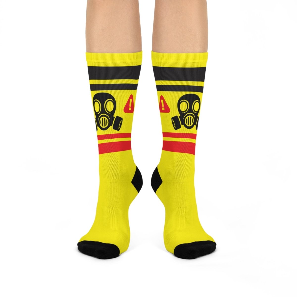 Smelly Feet Funny Gift Fumes Hazmat Gas Mask Warning Cushioned Crew Socks