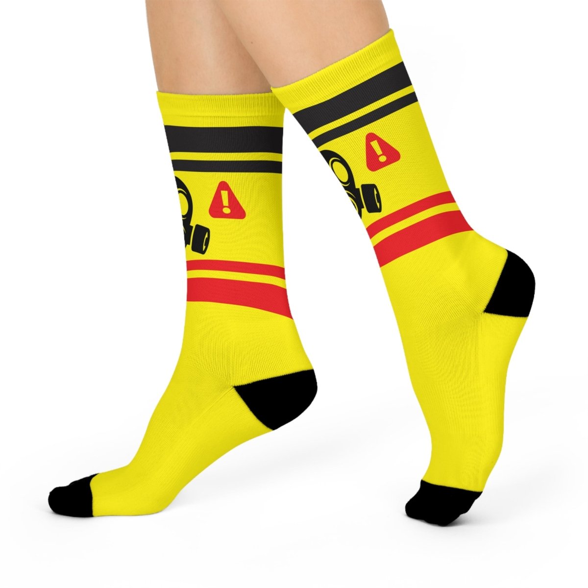 Smelly Feet Funny Gift Fumes Hazmat Gas Mask Warning Cushioned Crew Socks