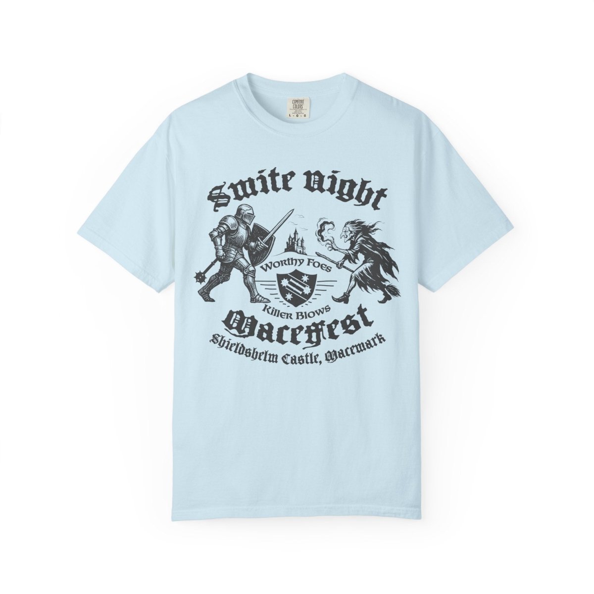 Smite Night, MaceFest Knights Shieldshelm Castle Comfort Colors Relaxed Fit Tee, Witch