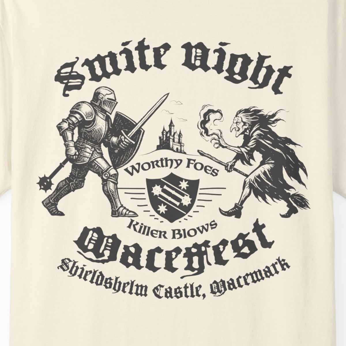 Smite Night, MaceFest Knights Shieldshelm Castle Comfort Colors Relaxed Fit Tee, Witch