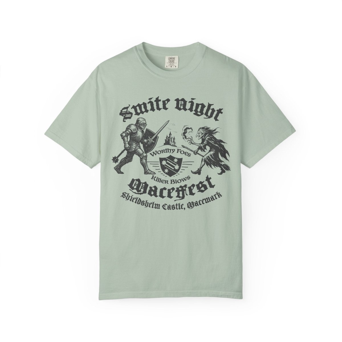 Smite Night, MaceFest Knights Shieldshelm Castle Comfort Colors Relaxed Fit Tee, Witch