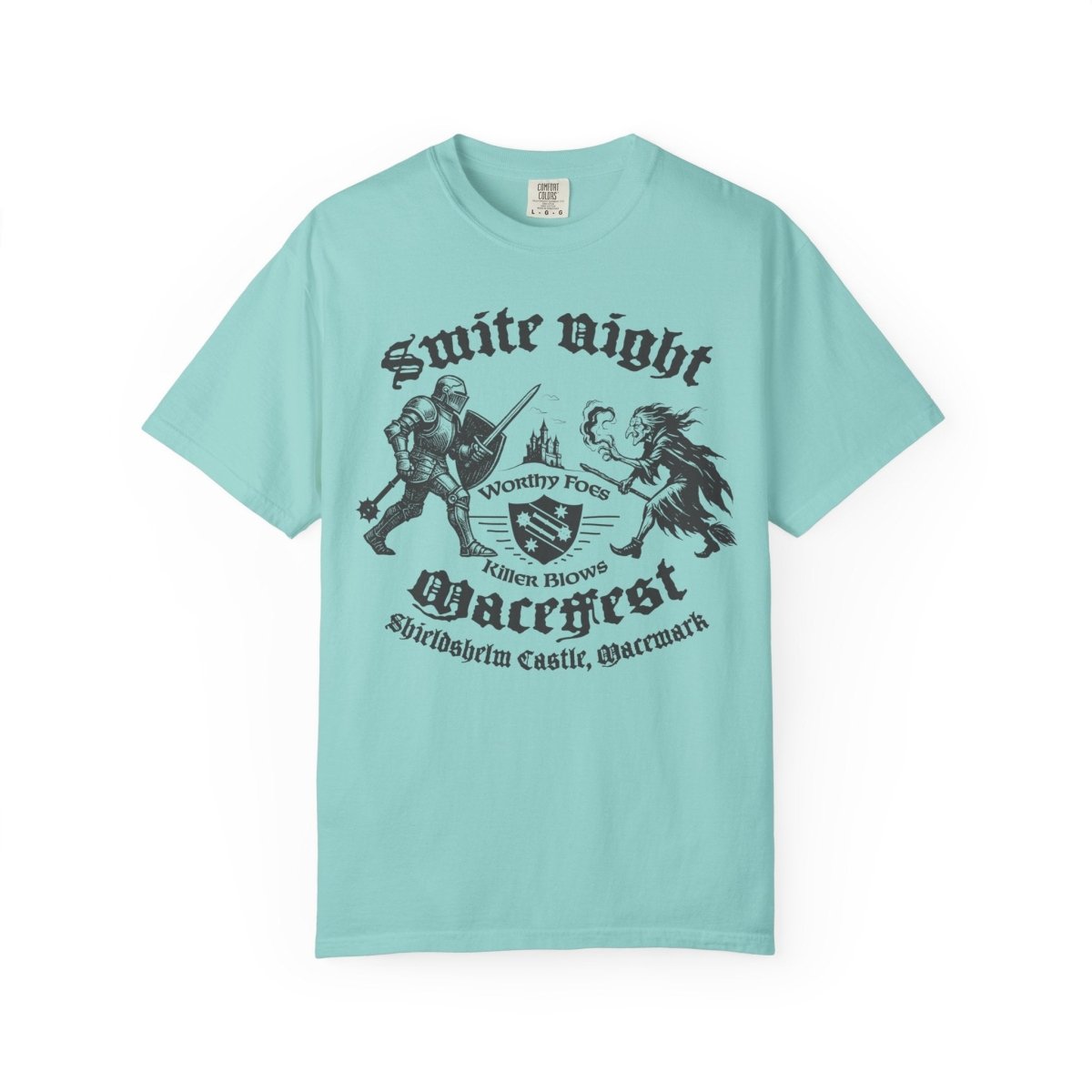 Smite Night, MaceFest Knights Shieldshelm Castle Comfort Colors Relaxed Fit Tee, Witch